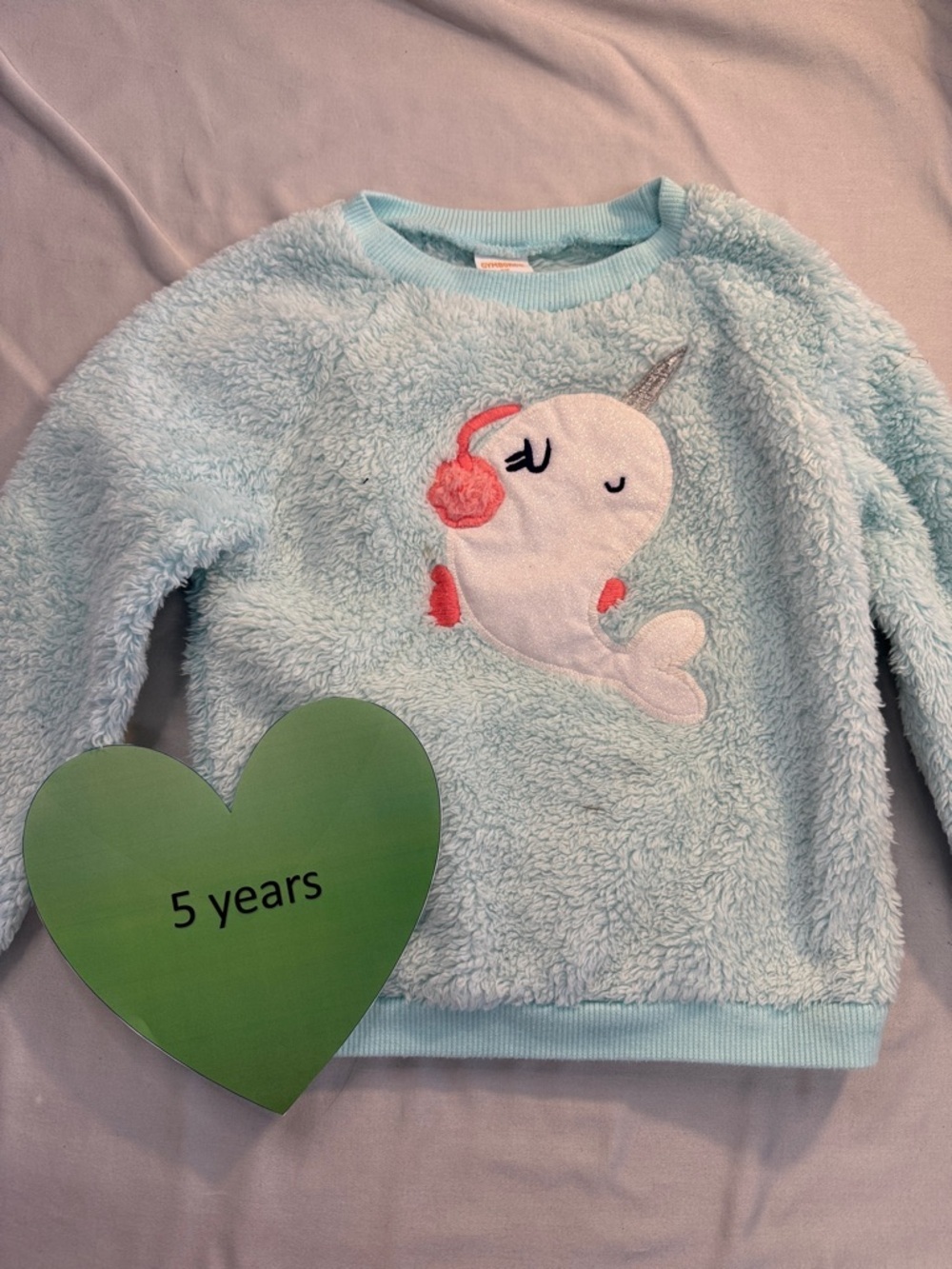 Gymboree - Light Blue plush Sweater with Narwal Design